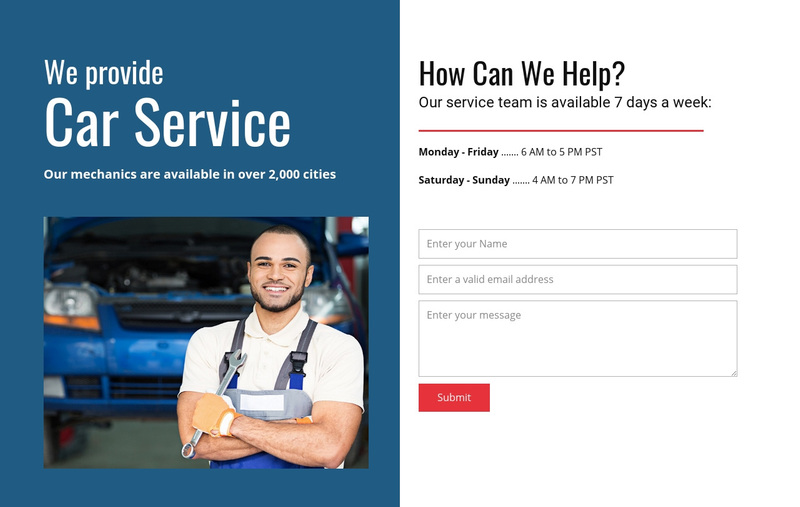 We provide car service Web Page Design
