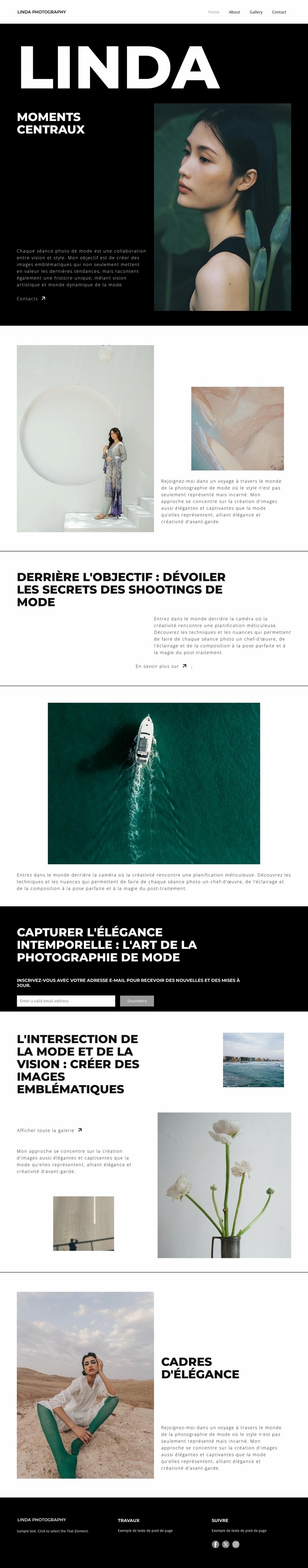 Captures intemporelles Page de destination