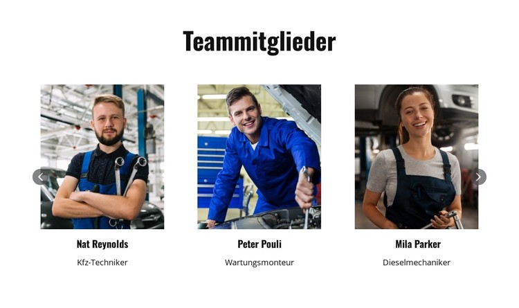 Mitglieder des Autoreparaturteams CSS-Vorlage