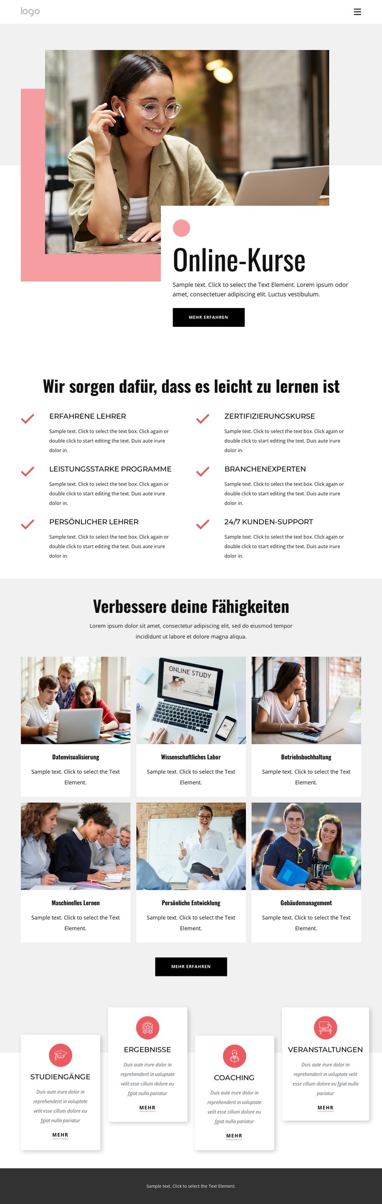 Online-Bildungskurse HTML-Vorlage