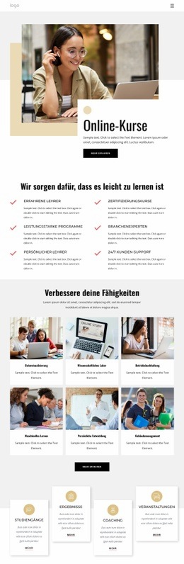 Online-Bildungskurse - Website-Vorlagen