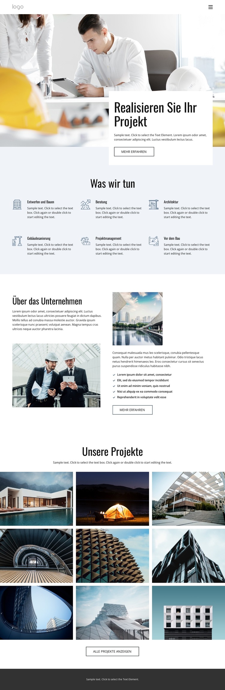 Hochwertige Bauprojekte Website-Vorlage