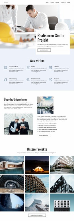 Fantastische Landingpage Für Hochwertige Bauprojekte