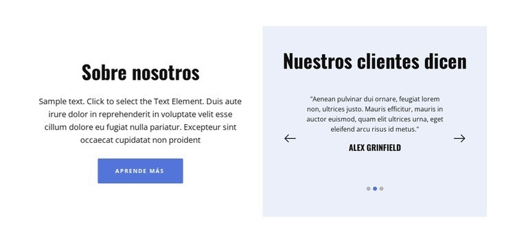 Sobre nosotros y testimonios Creador de sitios web HTML