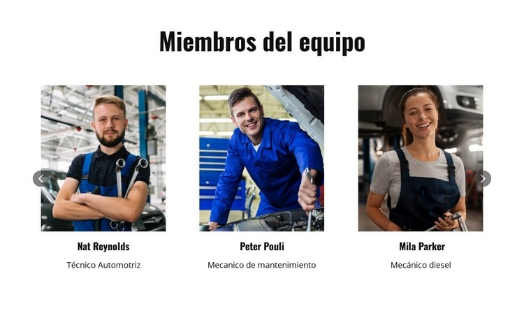 Miembros del equipo de reparación de automóviles Creador de sitios web HTML