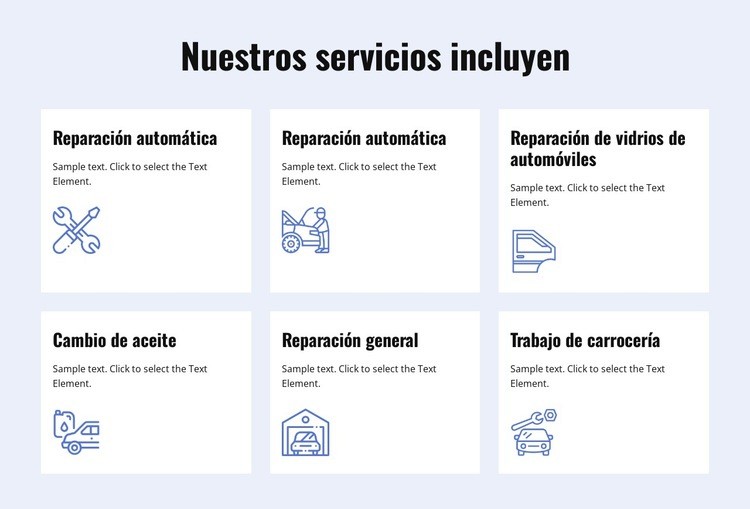 Servicios de reparación de automóviles Maqueta de sitio web