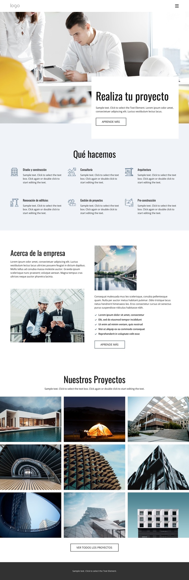 Proyectos de construcción de calidad. Plantilla de sitio web