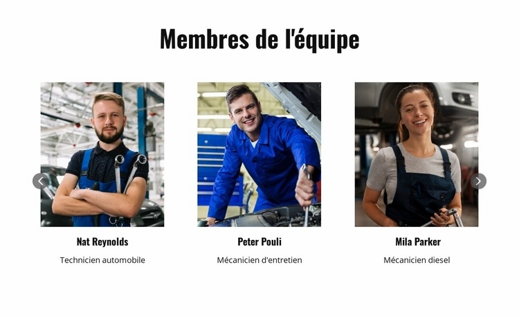 Membres de l'équipe de réparation automobile Conception de site Web