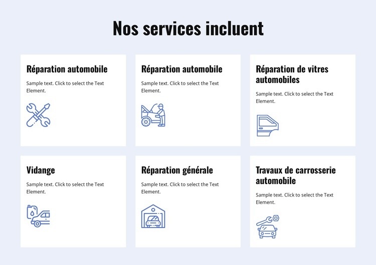 Services de réparation automobile Modèle