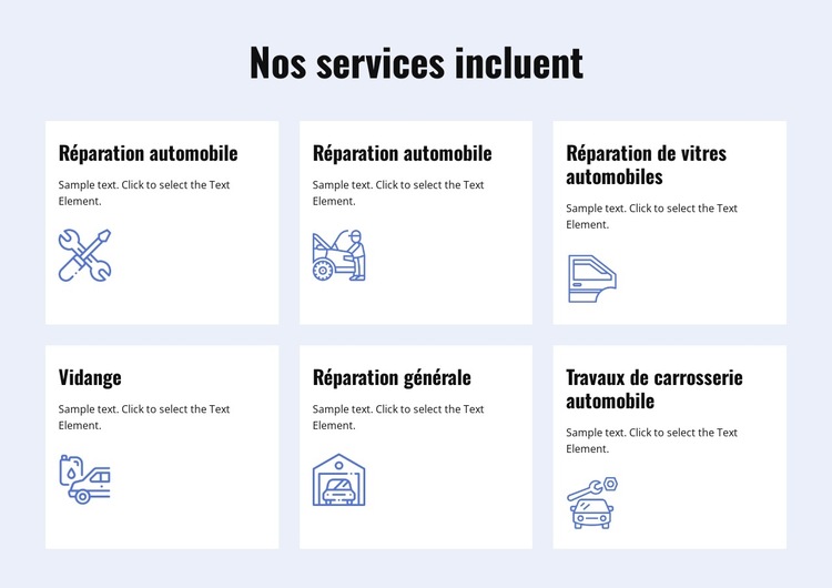 Services de réparation automobile Modèle de site Web