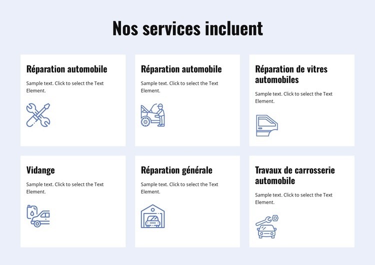 Services de réparation automobile Page de destination