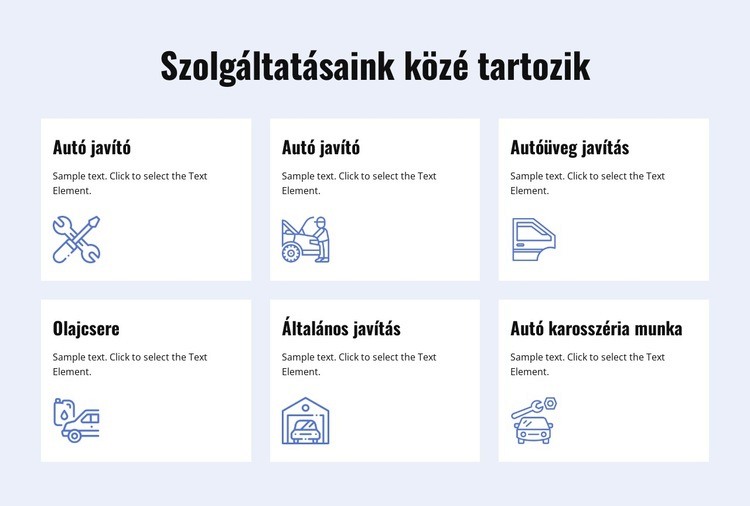 Autójavítási szolgáltatások Weboldal tervezés