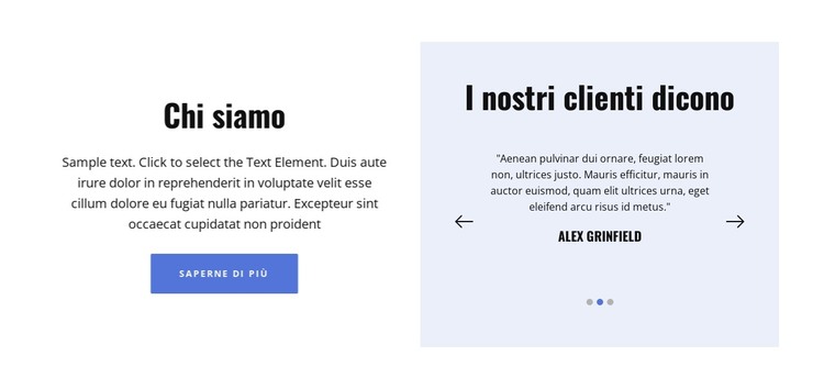 Chi siamo e testimonianze Modello HTML