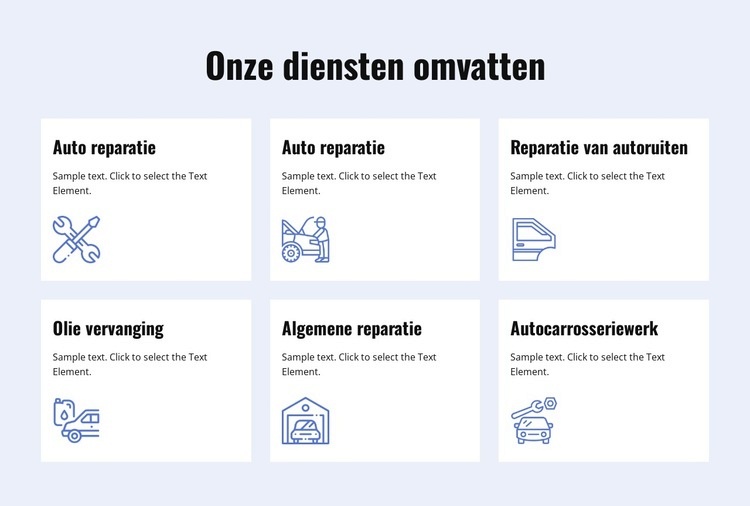 Autoreparatiediensten Bestemmingspagina