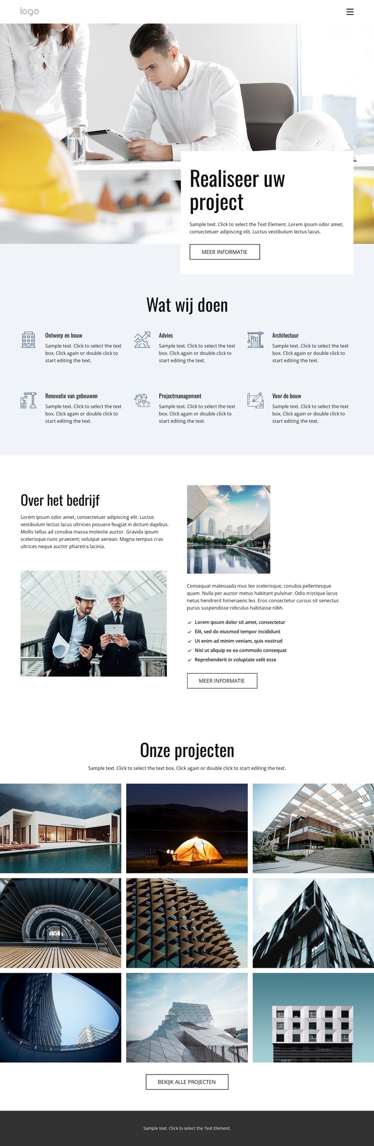 Kwaliteit bouwprojecten Website sjabloon