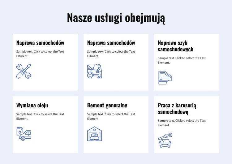 Usługi naprawy samochodów Szablon HTML5