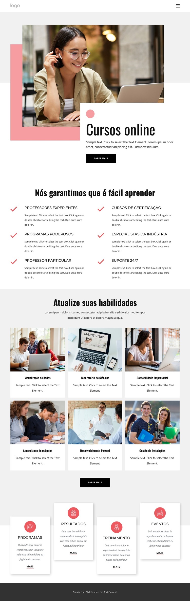 Cursos de educação on-line Modelo HTML