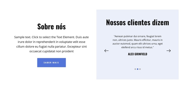 Sobre nós e depoimentos Tema WordPress