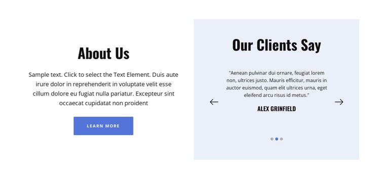 About us and testimonials Static Site Generator