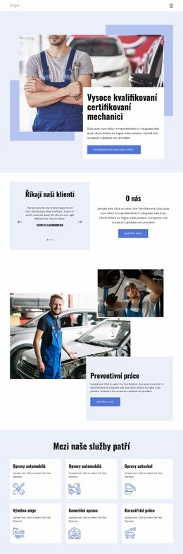 Odborníci Na Opravy Automobilů – Jednoduchý Motiv WordPress