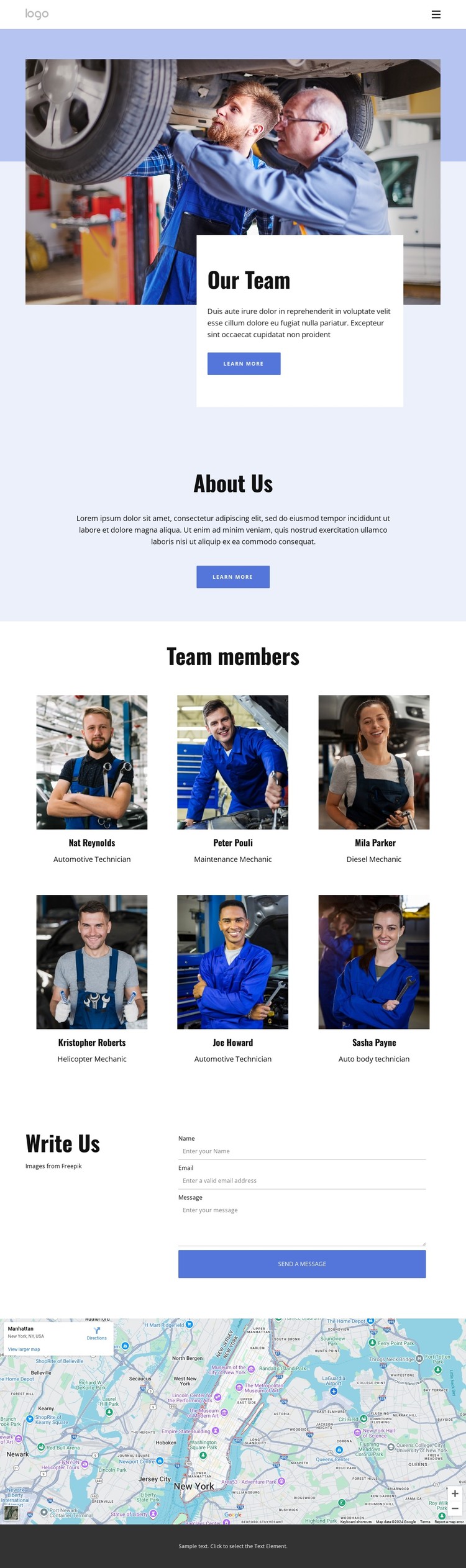 Auto repair team CSS Template