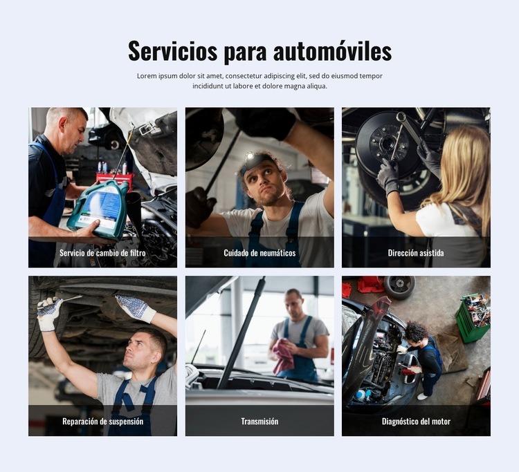 servicios de auto Página de destino