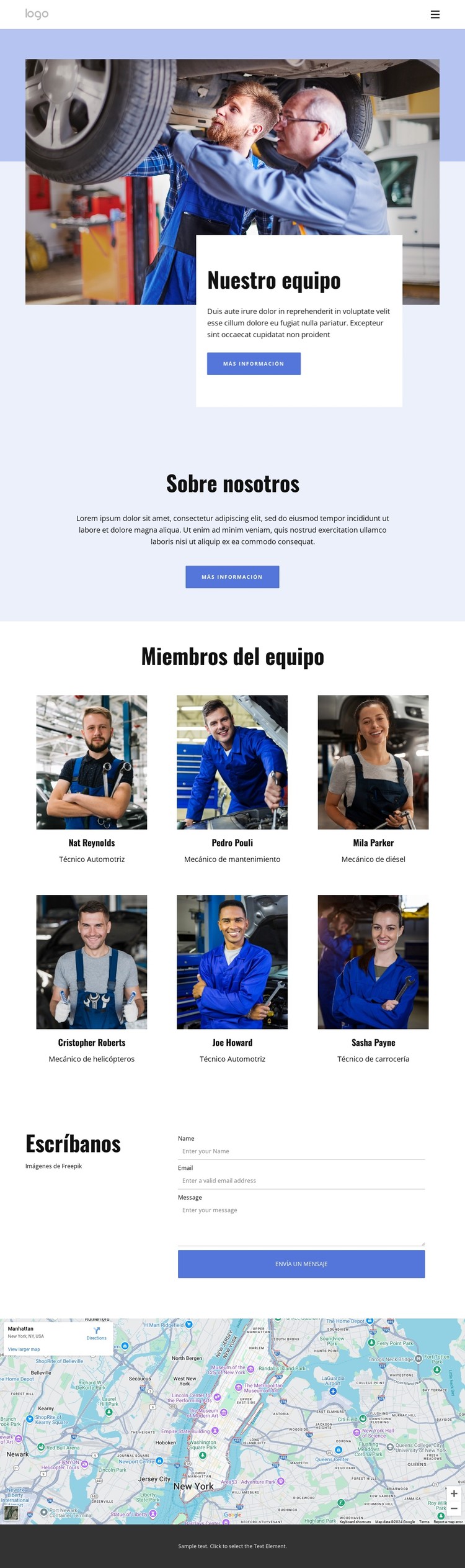 equipo de reparación de automóviles Plantilla CSS