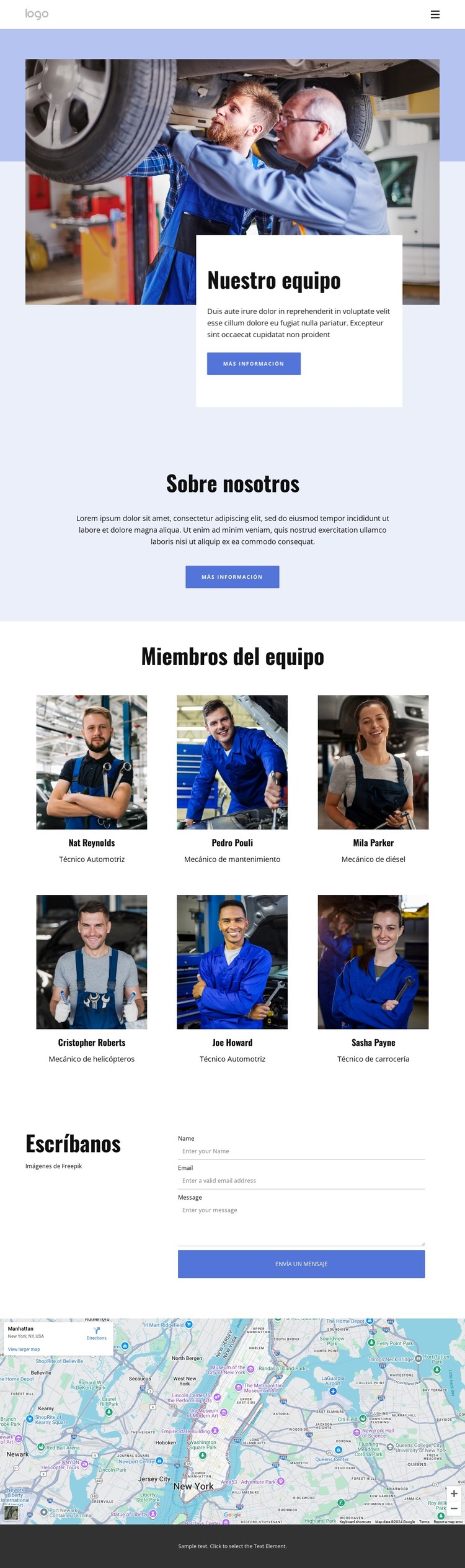 equipo de reparación de automóviles Plantilla HTML