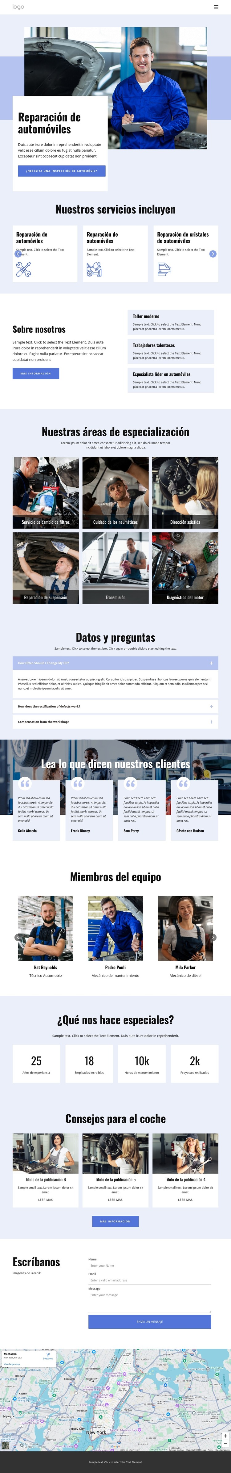 Reparación de automóviles en Nueva York Plantilla HTML