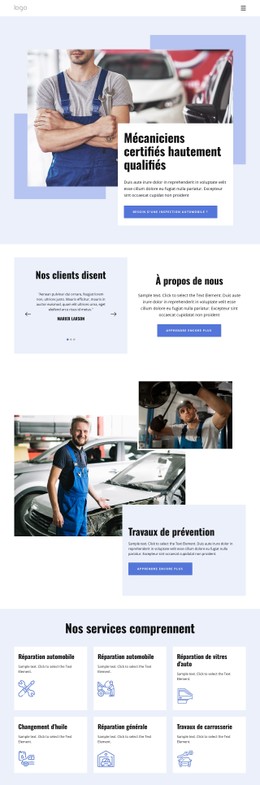 Mise En Page CSS Gratuite Pour Experts En Réparation Automobile