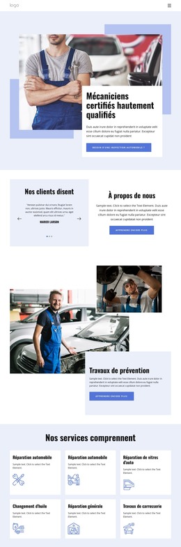 Experts En Réparation Automobile - Modèle De Site Web Gratuit