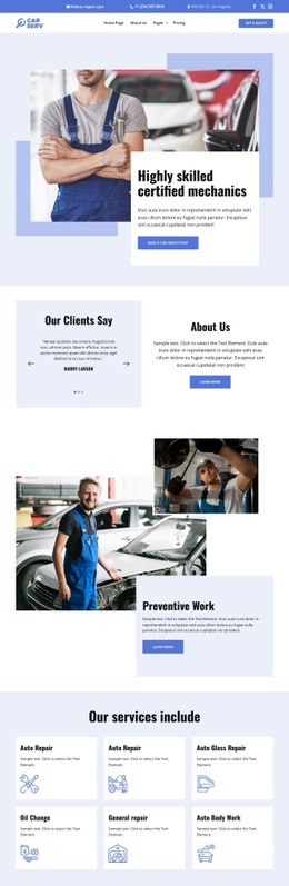 Car repair experts - Html Code Example by Nicepage