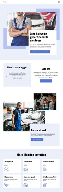 Experts Op Het Gebied Van Autoreparatie - Gratis Websitesjabloon