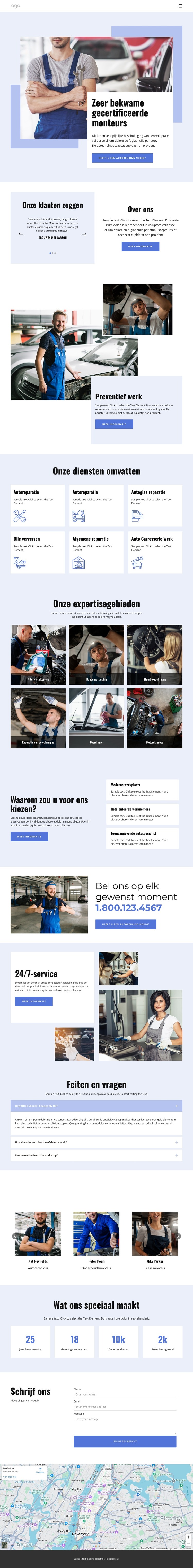 Experts op het gebied van autoreparatie HTML-sjabloon