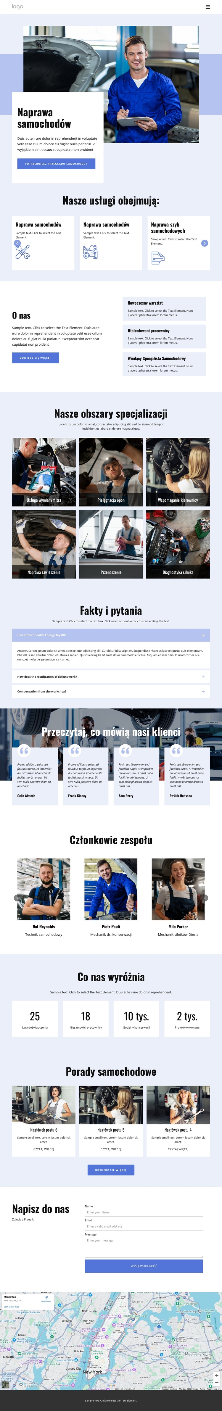 Naprawa samochodów w Nowym Jorku Motyw WordPress