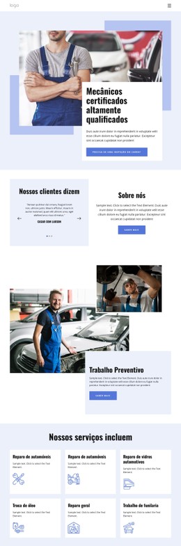 Layout CSS Gratuito Para Especialistas Em Reparação De Automóveis