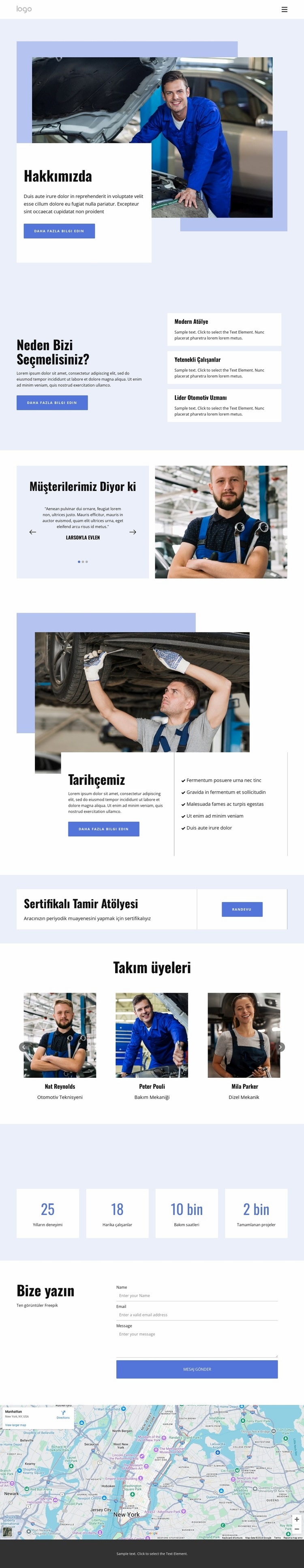 Tam servis oto tamiri Web Sitesi Mockup'ı