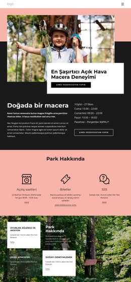 Macera Parkı CSS Ile Temel Html Şablonu