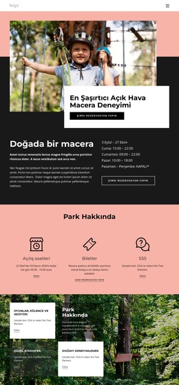 Macera Parkı Için HTML Sayfası