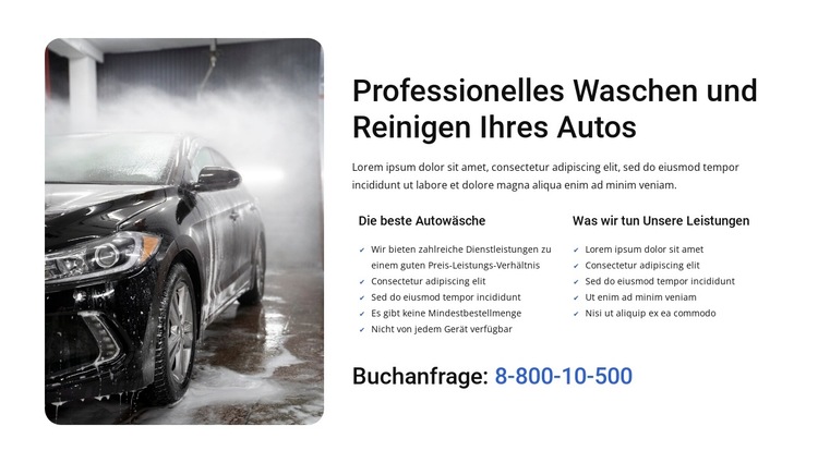 Professionelle Autowäsche Website-Vorlage