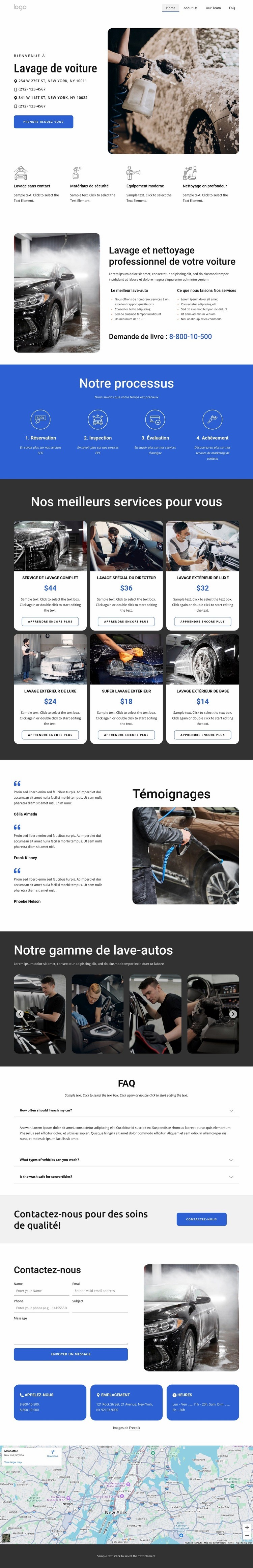 Lave-Auto Page de destination