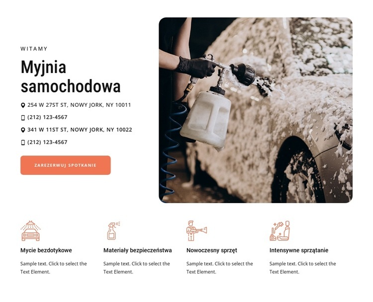 Usługa myjni samochodowej Kreator witryn internetowych HTML