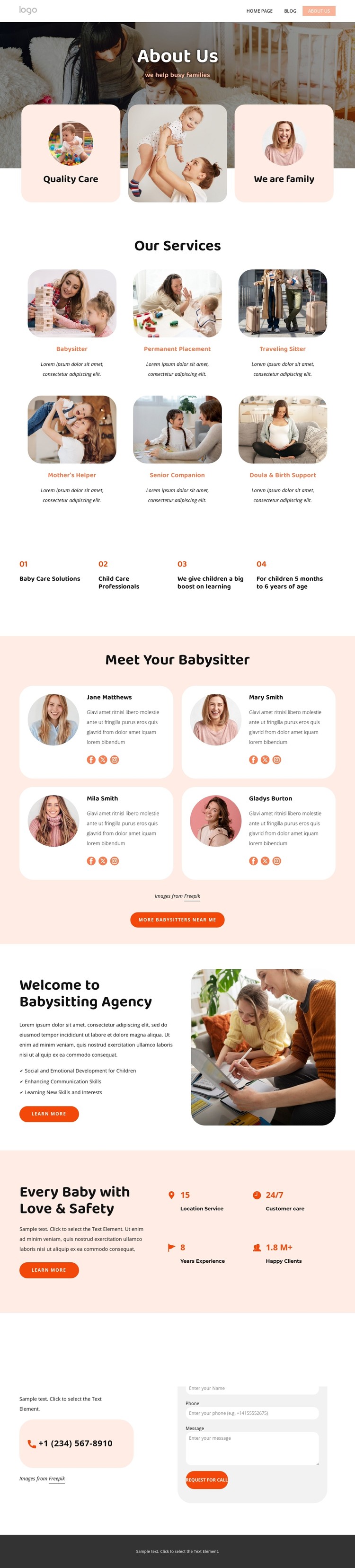 Nannies and babysitters to help your family CSS Template