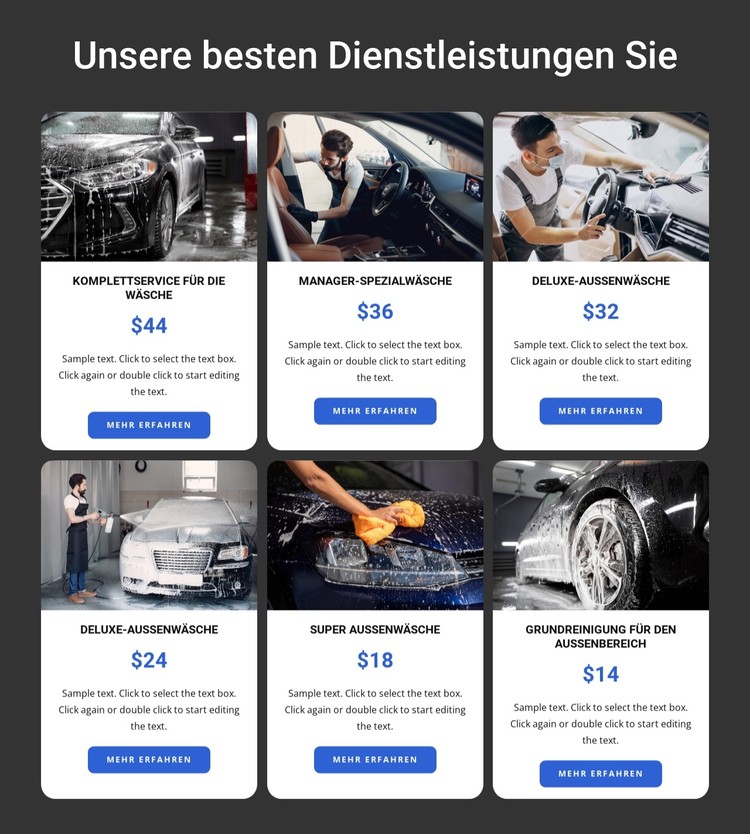 Autowaschdienste CSS-Vorlage