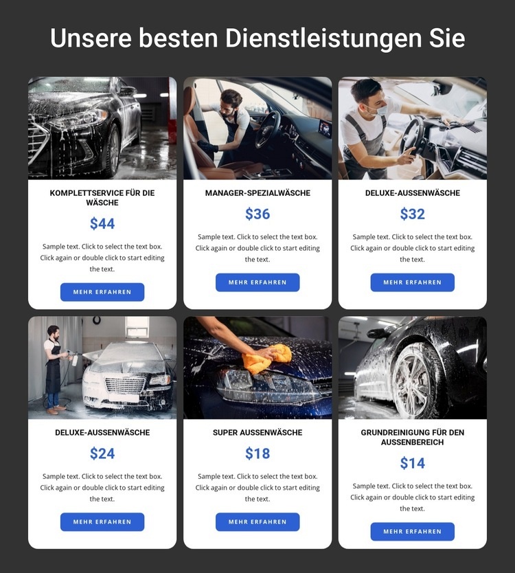 Autowaschdienste HTML Website Builder