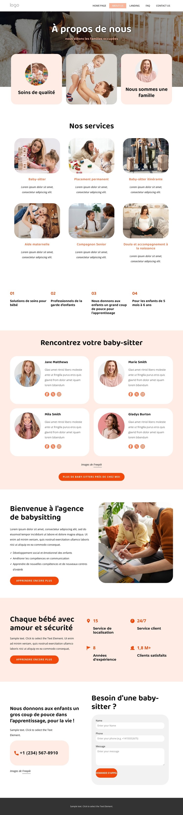 Nounous et baby-sitters pour aider votre famille Modèle CSS