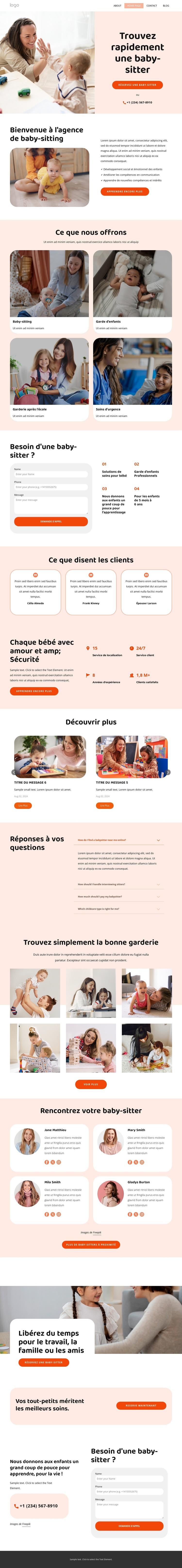 Nounous et baby-sitters Modèle HTML