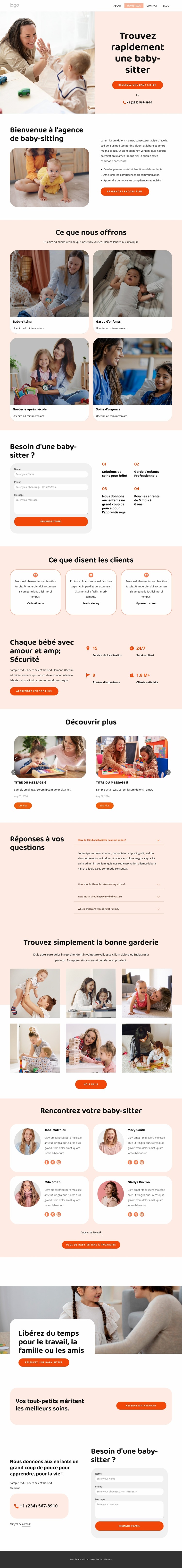 Nounous et baby-sitters Modèle Joomla