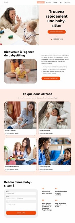 Nounous Et Baby-Sitters - Modèle D'Une Page Gratuit