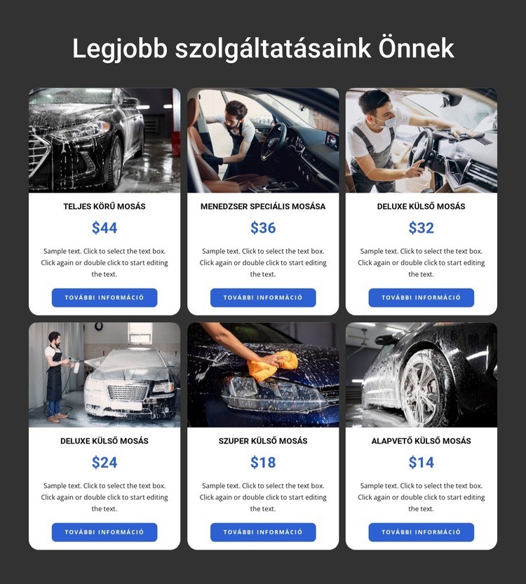 Autómosó szolgáltatások Weboldal sablon